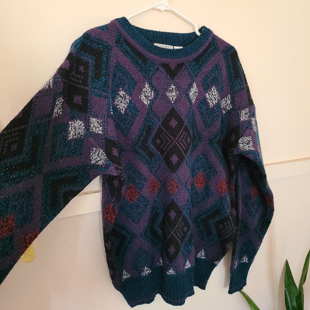 Vintage Chunky Oversized Grandpa Ugly Sweater Mens Medium Acrylic Sweater